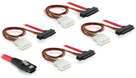 Delock Cable mini SAS 36pin to 4x SAS 29pin SCSI-kabel Rood 0,5 m