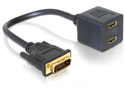Delock DVI-D Dual Link (m) - 2x HDMI (v) splitter - 0,10 meter