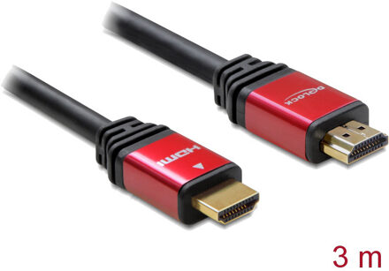 Delock HDMI Cable 3.00 m 57903 gold plated connectors, incl. ferrite core Red/black [1x HDMI plug - 1x HDMI plug]