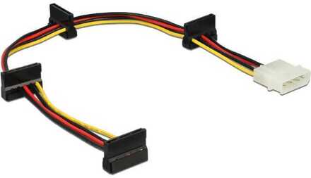 Delock Molex (m) - 4x SATA (v) splitter met verticale kabeldoorvoer - 0,40 meter