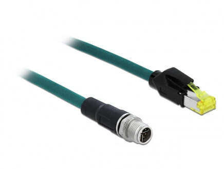 Delock Netwerk kabel M12 8 pin X-coded > RJ45 Hirose plug PUR (TPU) Kabel