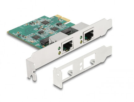 Delock PCI Express x1 Card to 2 x RJ45 2.5 Gigabit LAN RTL8125 Netwerkadapter