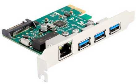 Delock PCI Express x1 Card to 3 x USB 5 Gbps Type-A female + 1 x Gigabit LAN Controller