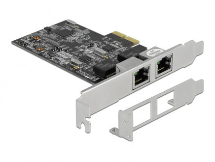 Delock PCI Express x2 Card naar 2x RJ45 2,5 Gigabit LAN RTL8125 Netwerkadapter