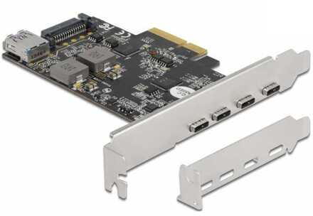 Delock PCI Express x4 naar 4 x USB Type-C + 1 x USB Type-A - SuperSpeed USB 10 Gbps USB-controller