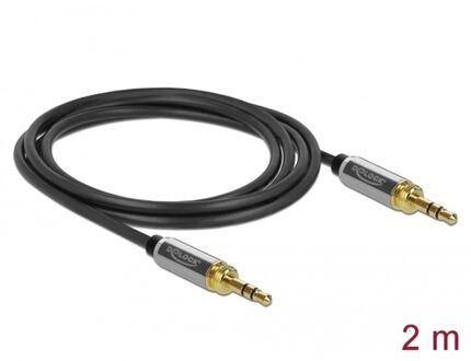 Delock Premium 3,5mm Jack stereo audio kabel met schroefbare 6,35mm Jack adapters / zwart - 2 meter