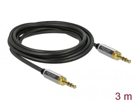 Delock Premium 3,5mm Jack stereo audio kabel met schroefbare 6,35mm Jack adapters / zwart - 3 meter
