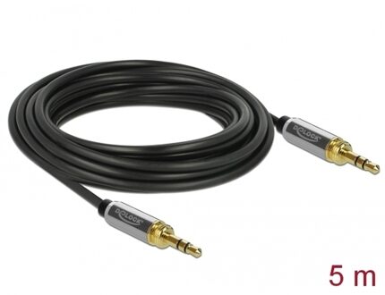 Delock Premium 3,5mm Jack stereo audio kabel met schroefbare 6,35mm Jack adapters / zwart - 5 meter
