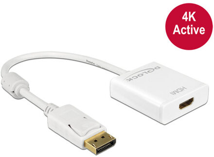 Delock Premium DisplayPort 1.2 naar HDMI 1.4 actieve adapter (4K 30 Hz) / wit - 0,20 meter
