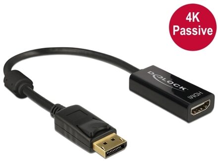 Delock Premium DisplayPort 1.2 naar HDMI 1.4 adapter (4K 30 Hz) / zwart - 0,20 meter