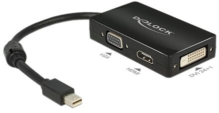 Delock Premium Mini DisplayPort 1.1a naar HDMI, DVI en VGA adapter / zwart - 0,15 meter