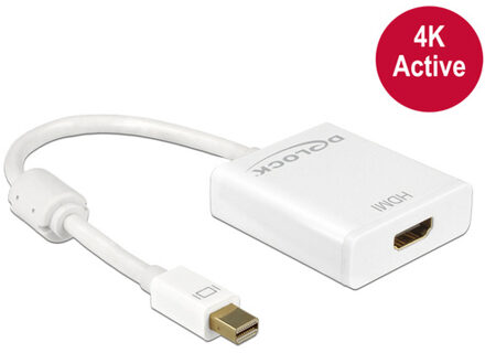 Delock Premium Mini DisplayPort 1.2 naar HDMI 1.4 actieve adapter (4K 30 Hz) / wit - 0,20 meter