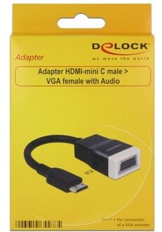 Delock Premium Mini HDMI naar VGA + 3,5mm Jack adapter - compact / zwart - 0,15 meter