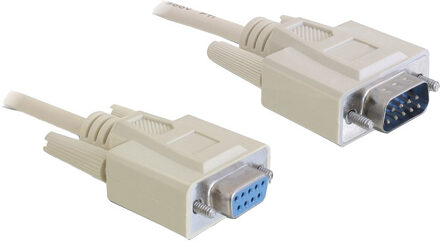 Delock Premium seriële RS232 verlengkabel 9-pins SUB-D (m) - 9-pins SUB-D (v) / gegoten connectoren - 2 meter