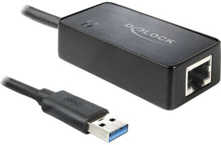 Delock Premium USB-A naar RJ45 Gigabit Ethernet LAN adapter - USB3.0 - CAT6 / zwart - 0,25 meter