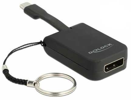Delock Premium USB-C naar DisplayPort adapter sleutelhanger met DP Alt Mode (4K 60 Hz) / zwart - 0,05 meter