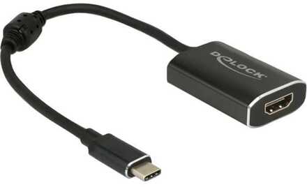 Delock Premium USB-C naar HDMI en USB-C PD adapter met DP Alt Mode (4K 60 Hz) / zwart - 0,20 meter
