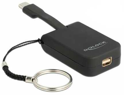 Delock Premium USB-C naar Mini DisplayPort adapter sleutelhanger met DP Alt Mode (4K 60 Hz) / zwart - 0,05 meter