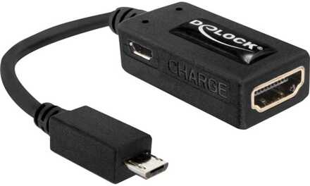 Delock Premium USB Micro naar HDMI MHL adapter - 5-pins / zwart - 0,15 meter