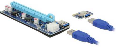 Delock Riser Card PCI x1 > x16 USB Kabel