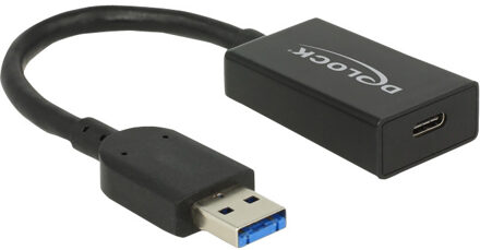 Delock USB-A naar USB-C adapter - USB3.1 Gen 2 - tot 1,5A / zwart - 0,15 meter