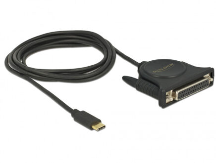 Delock USB-C (m) naar 25-pins SUB-D met schroeven (m) IEEE1284 parallelle printerkabel / Prolific PL2305 chip - 1,8 meter