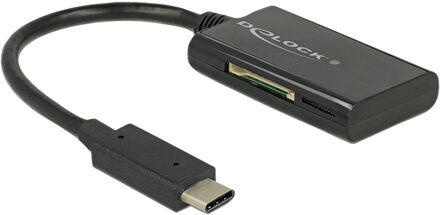Delock USB Cardreader met USB-C connector en 4 kaartsleuven - 2x Micro SD + 2x SD (o.a. SD 3.0/UHS-I) - USB3.0