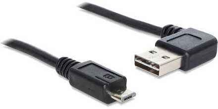 Delock USB Micro B naar haakse Easy-USB-A kabel - USB2.0 - tot 2A / zwart - 0,50 meter