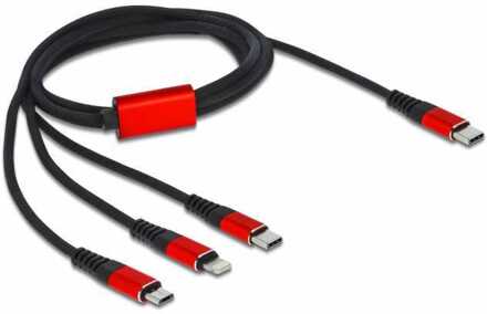 Delock USB-oplaadkabel 3-in-1 USB-C naar Lightning + Micro USB + USB-C Kabel