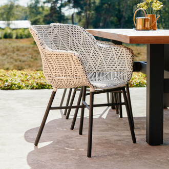 Delphine Dining Tuinstoel Diamond Wicker - Set Van 2 - NU Met Wit