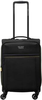 Delsey Brochant 3 Cabin Trolley 55 Expandable black zachte koffer lichtgewicht koffer Zwart - H 55 x B 35 x D 25/28 cm