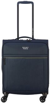 Delsey Brochant 3 Slim Cabin Trolley navy blue zachte koffer lichtgewicht koffer Blauw - H 55 x B 40 x D 20 cm