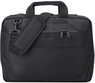 Delsey "Delsey Parvis Plus Laptop Bag 2-CPT 15.6"" Black" Zwart
