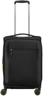Delsey Montmartre 3 Cabin Trolley 55 Expandable black zachte koffer lichtgewicht koffer Zwart - H 55 x B 35 x D 25 cm