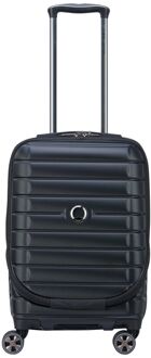 Delsey Shadow 5.0 Cabin Trolley Front Pocket 55 Expandable black hardcase koffer Zwart - H 55 x B 35 x D 25/28 cm