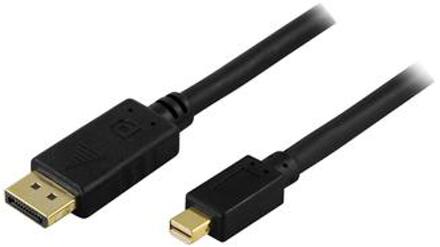 Deltaco DP-1131, DisplayPort naar Mini DisplayPort Kabel, Ultra HD in 60Hz, 4,96 Gb / s, 3m, Zwart