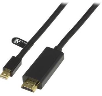 Deltaco DP-HDMI304, Mini DisplayPort naar HDMI kabel, zwart, 3m
