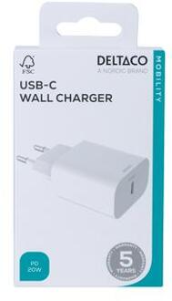 Deltaco USB-C Muurlader met Power Delivery - 20W - Wit