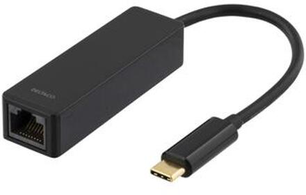Deltaco USBC-GIGA USB 3.1 Netwerk adapter - Gigabit - 1xRJ45 - Zwart