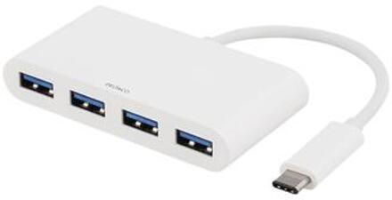 Deltaco USBC-HUB1 USB-C naar 4 x USB 3.1 HUB 5 Gbps wit