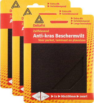 Deltafix 3x anti-krasvilt - knipvel - zwart - 90 x 100 mm - rechthoek - zelfklevend - beschermvilt