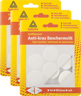 Deltafix Anti-krasvilt - 18x - wit - 33 mm - rond - zelfklevend - meubel beschermvilt