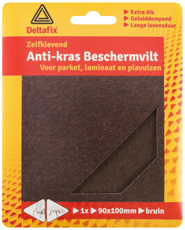 Deltafix Anti-krasvilt - 1x knipvel - bruin - 90 x 100 mm - rechthoek - zelfklevend - meubel beschermvilt