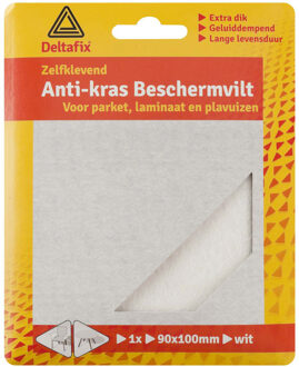 Deltafix Anti-krasvilt - 1x knipvel - wit - 90 x 100 mm - rechthoek - zelfklevend - meubel beschermvilt