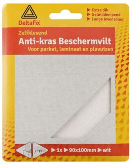 Deltafix Anti-krasvilt - 1x knipvel - wit - 90 x 100 mm - rechthoek - zelfklevend - Meubelviltjes