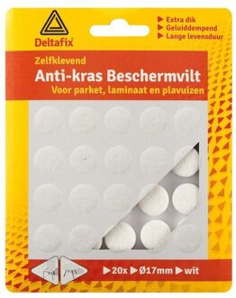 Deltafix Anti-krasvilt - 20x - wit - 17 mm - rond - zelfklevend - meubel beschermvilt - Meubelviltjes