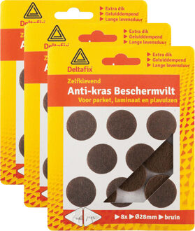 Deltafix Anti-krasvilt - 24x - bruin - 28 mm - rond - zelfklevend - meubel beschermvilt