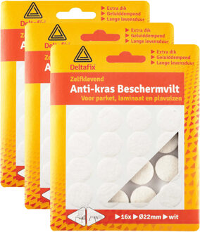 Deltafix Anti-krasvilt - 24x - wit - 28 mm - rond - zelfklevend - meubel beschermvilt