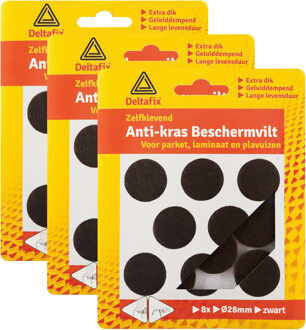 Deltafix Anti-krasvilt - 24x - zwart - 28 mm - rond - zelfklevend - meubel beschermvilt