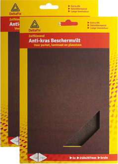 Deltafix Anti-krasvilt - 2x A4 knipvel - bruin - 210 x 297 mm - rechthoek - zelfklevend - meubel beschermvil